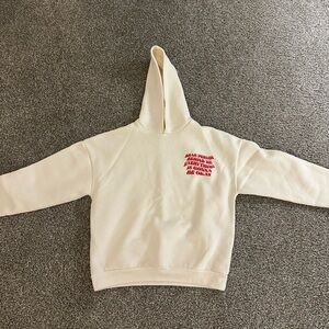 Edikted Cream Hoodie with Pink Label